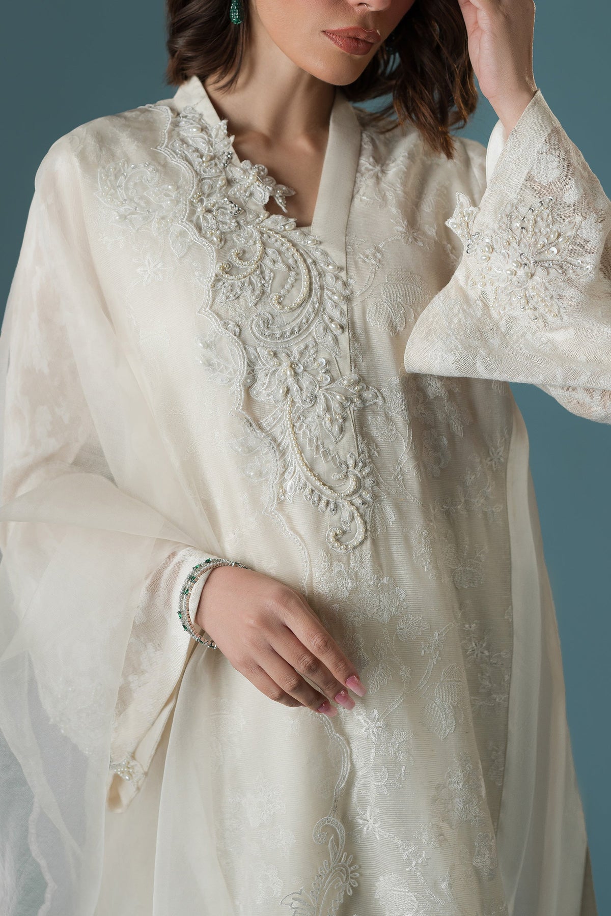 Ammara Khan | Flo 25 | Chandni Rani Long Kurta Set (D-11) by Ammara Khan - Designer Dress - Type: Ladies Clothes - Available at Libayah - 100% Original