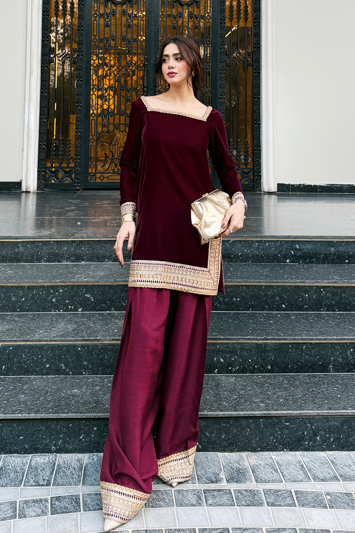 Erum Khan | Velvet Edit | Zariya - Designer Dress - Type : Ladies Clothes - Available at Libayah - 100% Original
