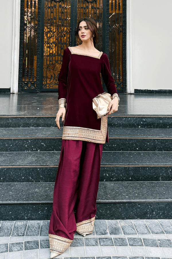 Erum Khan | Velvet Edit | Zariya - Designer Dress - Type : Ladies Clothes - Available at Libayah - 100% Original