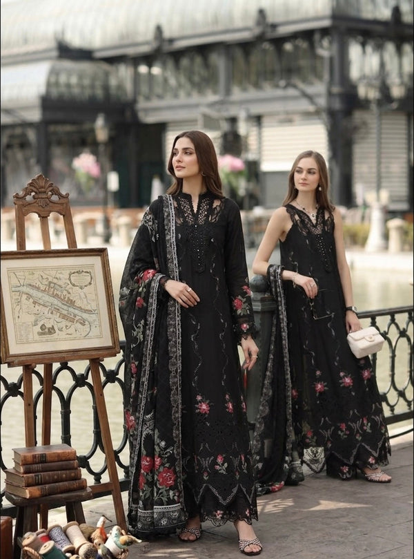 Noor by Saadia Asad | Eid Luxe Chikankari 26 | D5 -Cross stitch Black by Noor by Saadia Asad - Designer Dress  - Type : Ladies Clothes - Available at Libayah - 100% Original 