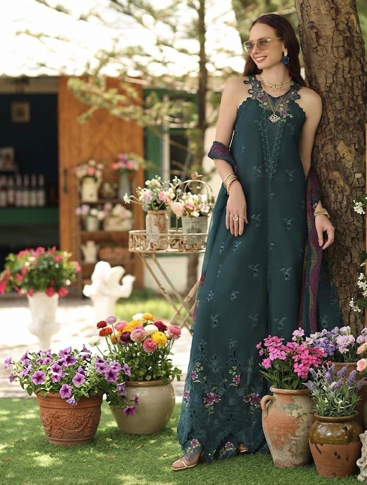 Noor by Saadia Asad | Noor Eid Printskhas 26 | D6  Coblat Teal - by Libayah - Registered Vendor of : Noor by Saadia Asad - 100% Original Designer Dress