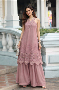 Noor by Saadia Asad | Eid Luxe Chikankari 26 | D8 - Rosewood Blush by Noor by Saadia Asad - Designer Dress  - Type : Ladies Clothes - Available at Libayah - 100% Original 
