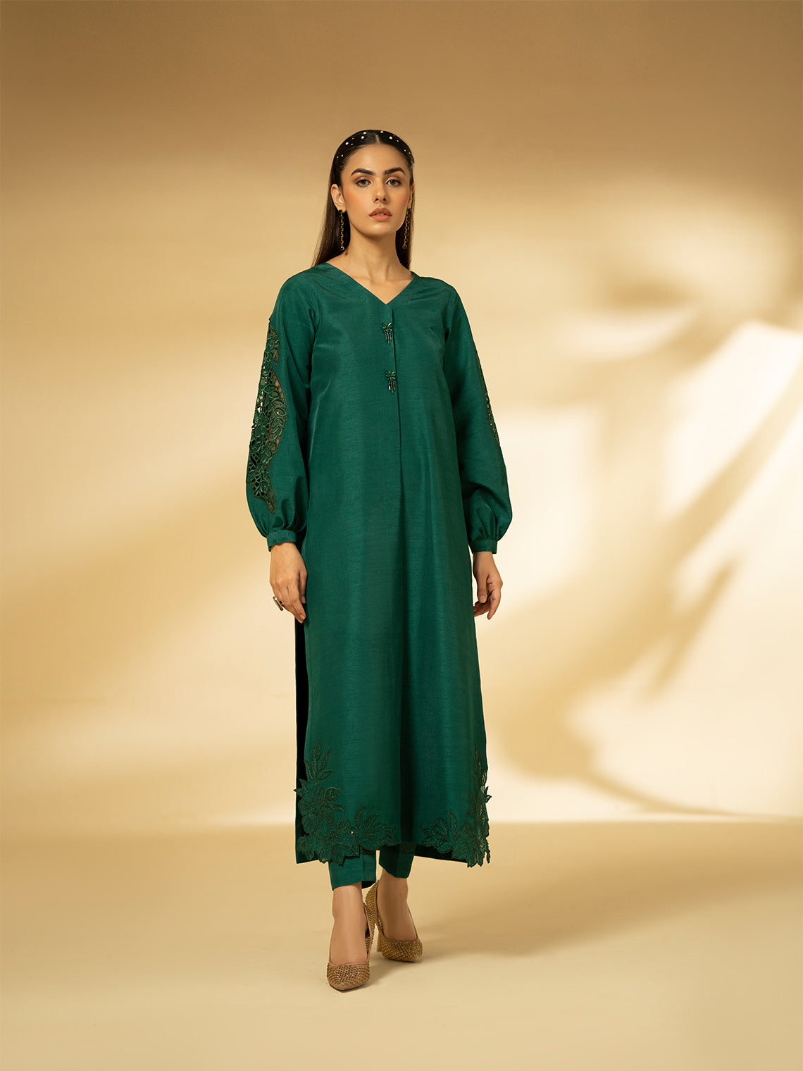 Fozia Khalid | Eid Edit 24 | Emerald Symphony by Fozia Khalid - Designer Dress - Type: Ladies Clothes - Available at Libayah - 100% Original