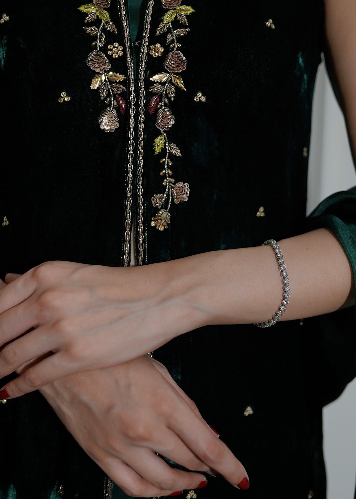 Mahum Asad | Voila Velvets | Emerald by Mahum Asad - Designer Dress - Type: Ladies Clothes - Available at Libayah - 100% Original