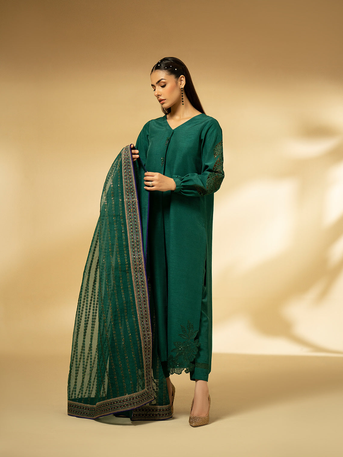 Fozia Khalid | Eid Edit 24 | Emerald Symphony by Fozia Khalid - Designer Dress - Type: Ladies Clothes - Available at Libayah - 100% Original