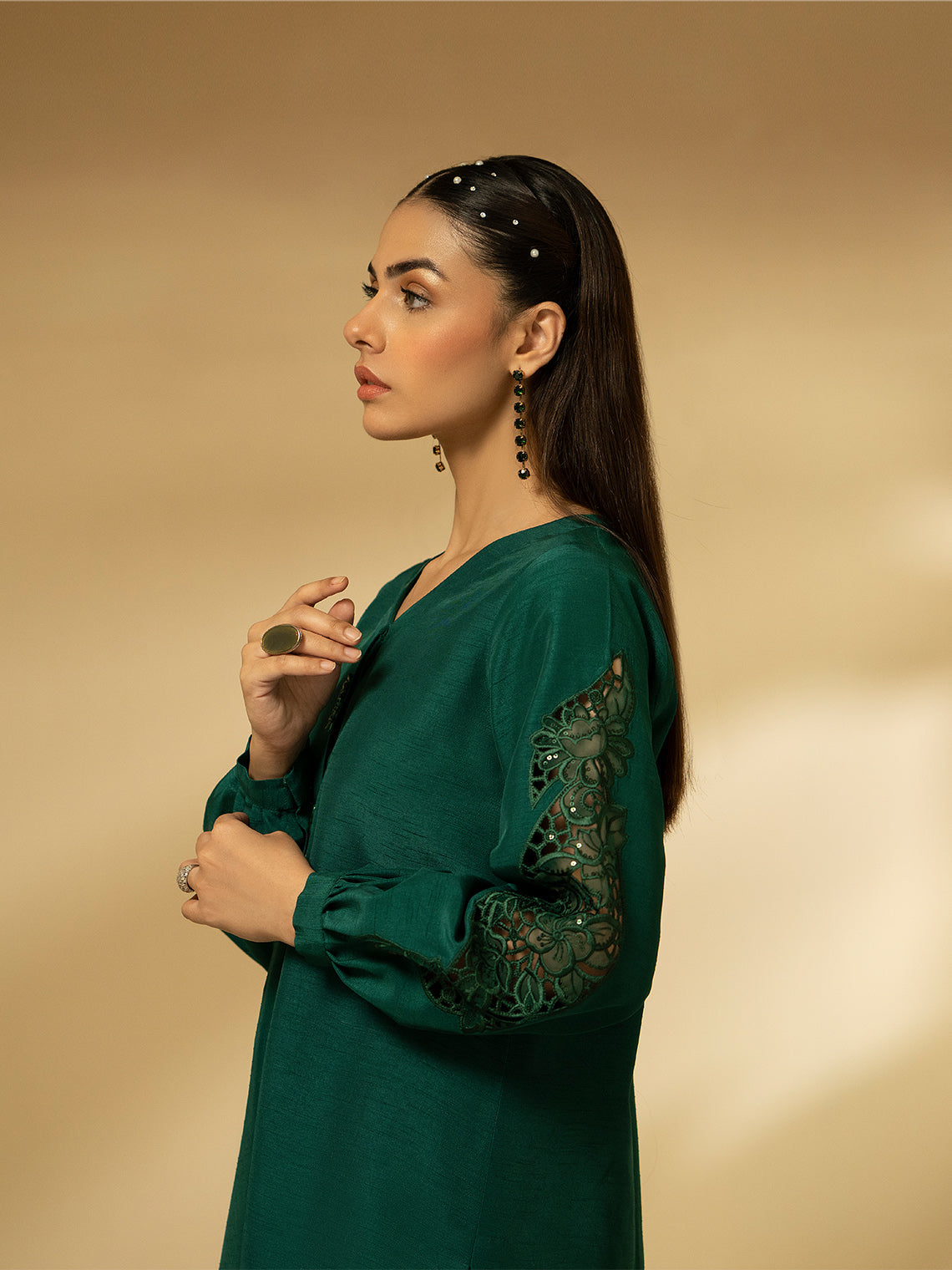 Fozia Khalid | Eid Edit 24 | Emerald Symphony by Fozia Khalid - Designer Dress - Type: Ladies Clothes - Available at Libayah - 100% Original