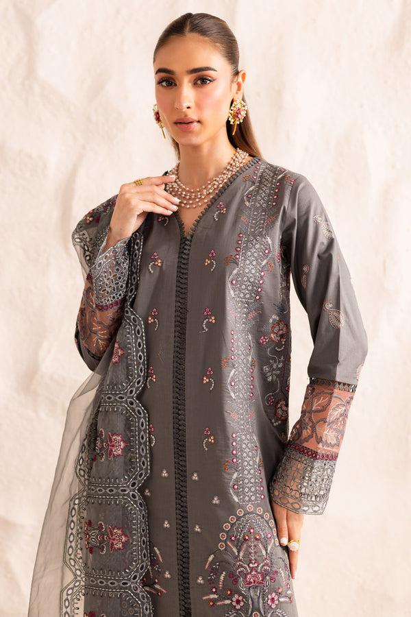 Marjjan | Guzel Lawn | SMC 205-B (Grey) by Marjjan - Designer Dress  - Type : Ladies Clothes - Available at Libayah - 100% Original 