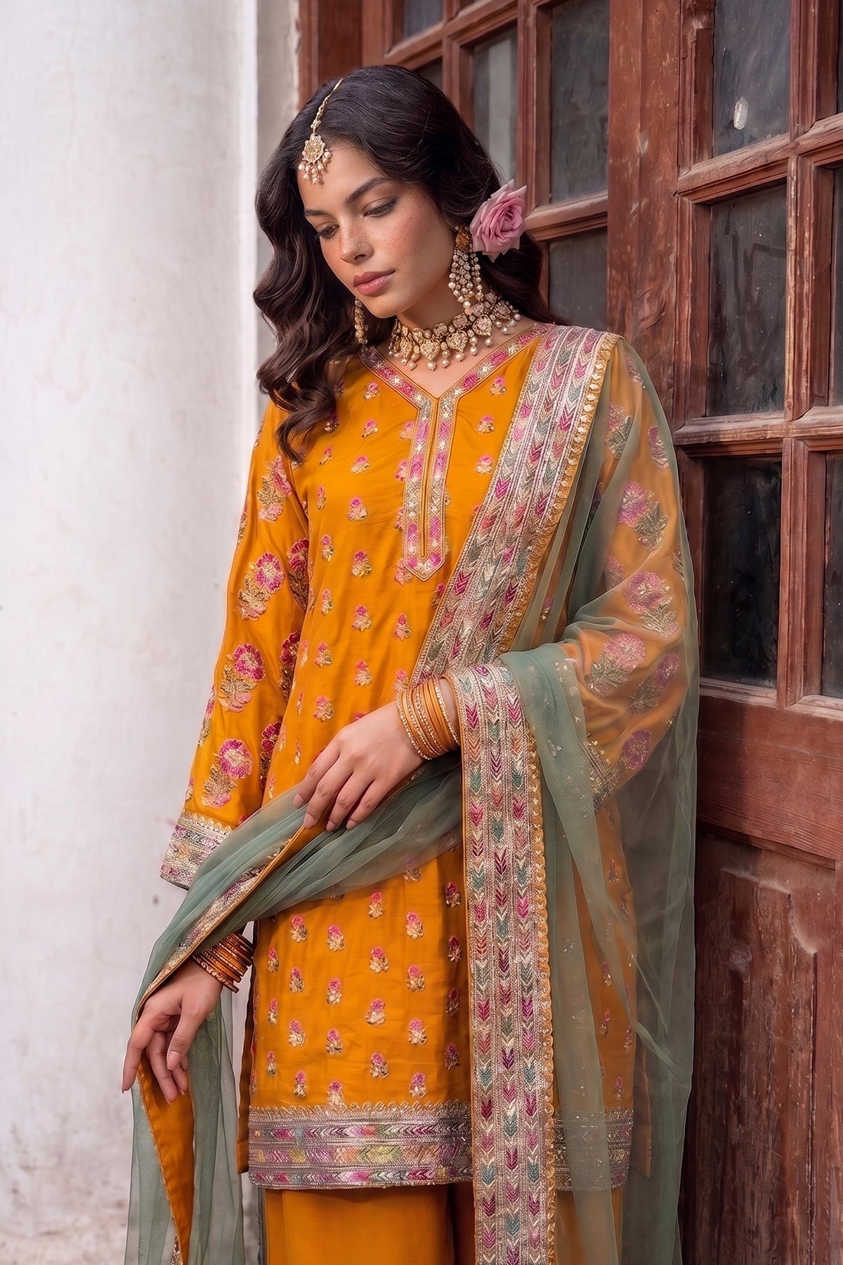Charizma | Festive Pret | 3-PC Embroidered Raw Silk CMA-6-356 by Charizma - Designer Dress  - Type : Ladies Clothes - Available at Libayah - 100% Original 