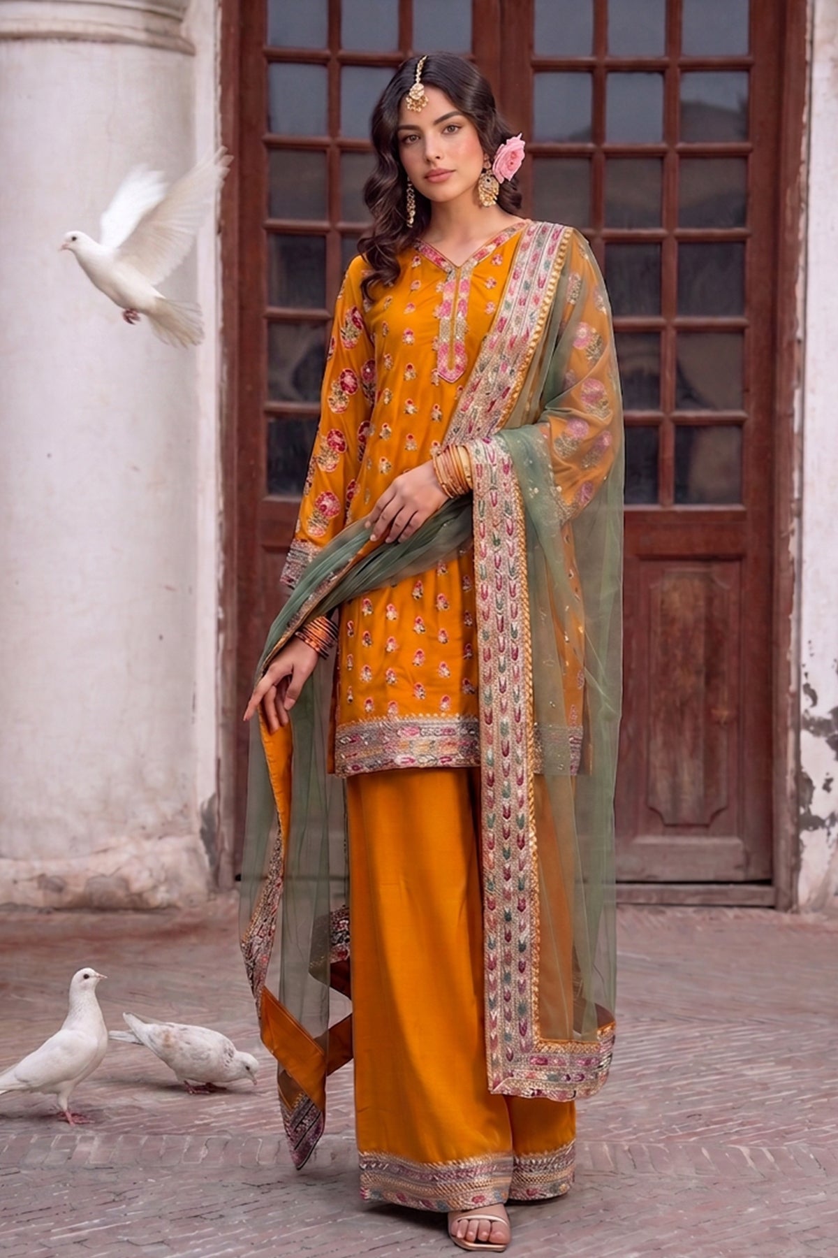 Charizma | Festive Pret | 3-PC Embroidered Raw Silk CMA-6-356 by Charizma - Designer Dress  - Type : Ladies Clothes - Available at Libayah - 100% Original 