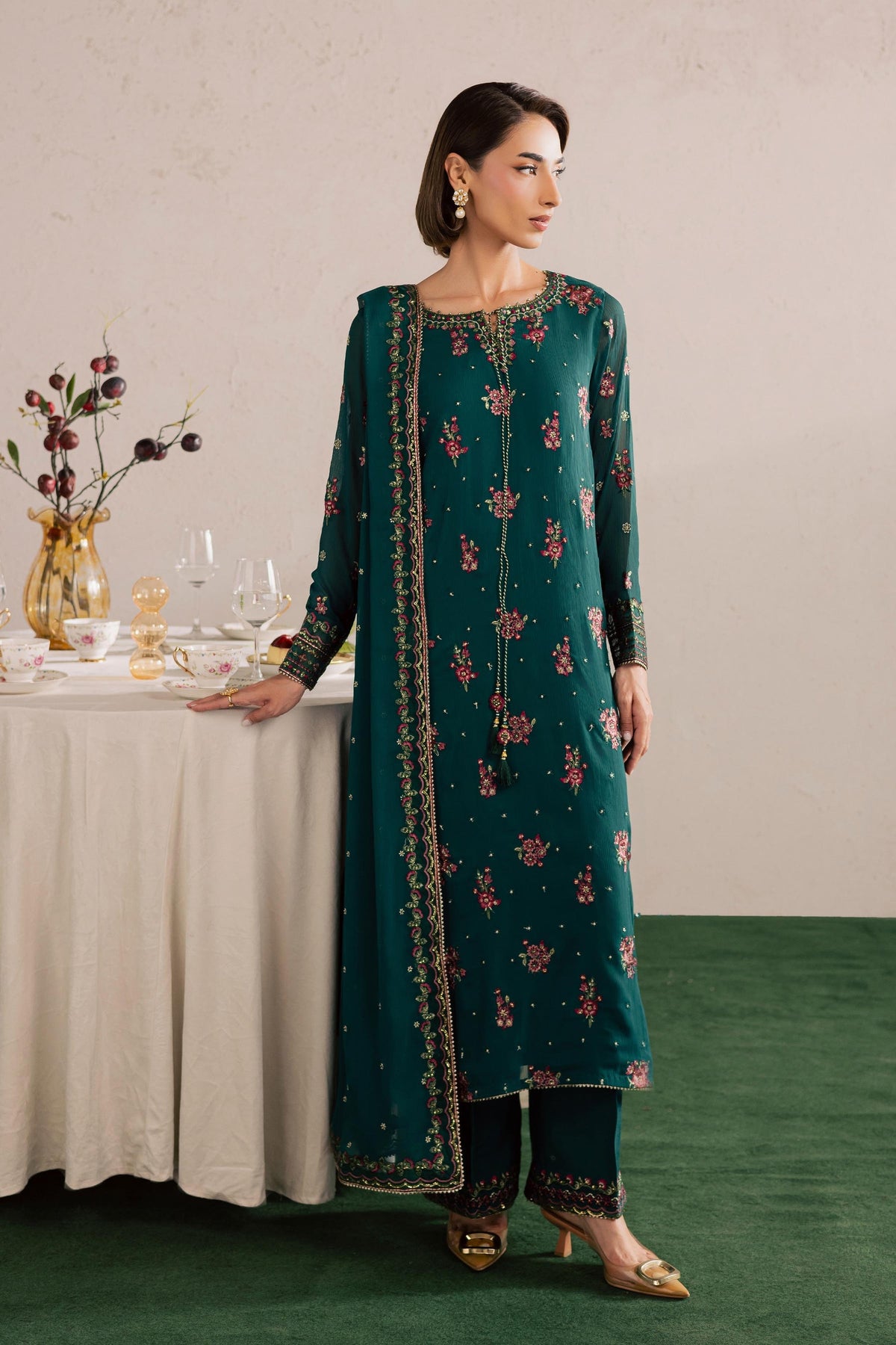 Batik | Festive Eid 26 | Green Leave - by Libayah - Registered Vendor of : Batik - 100% Original Designer Dress