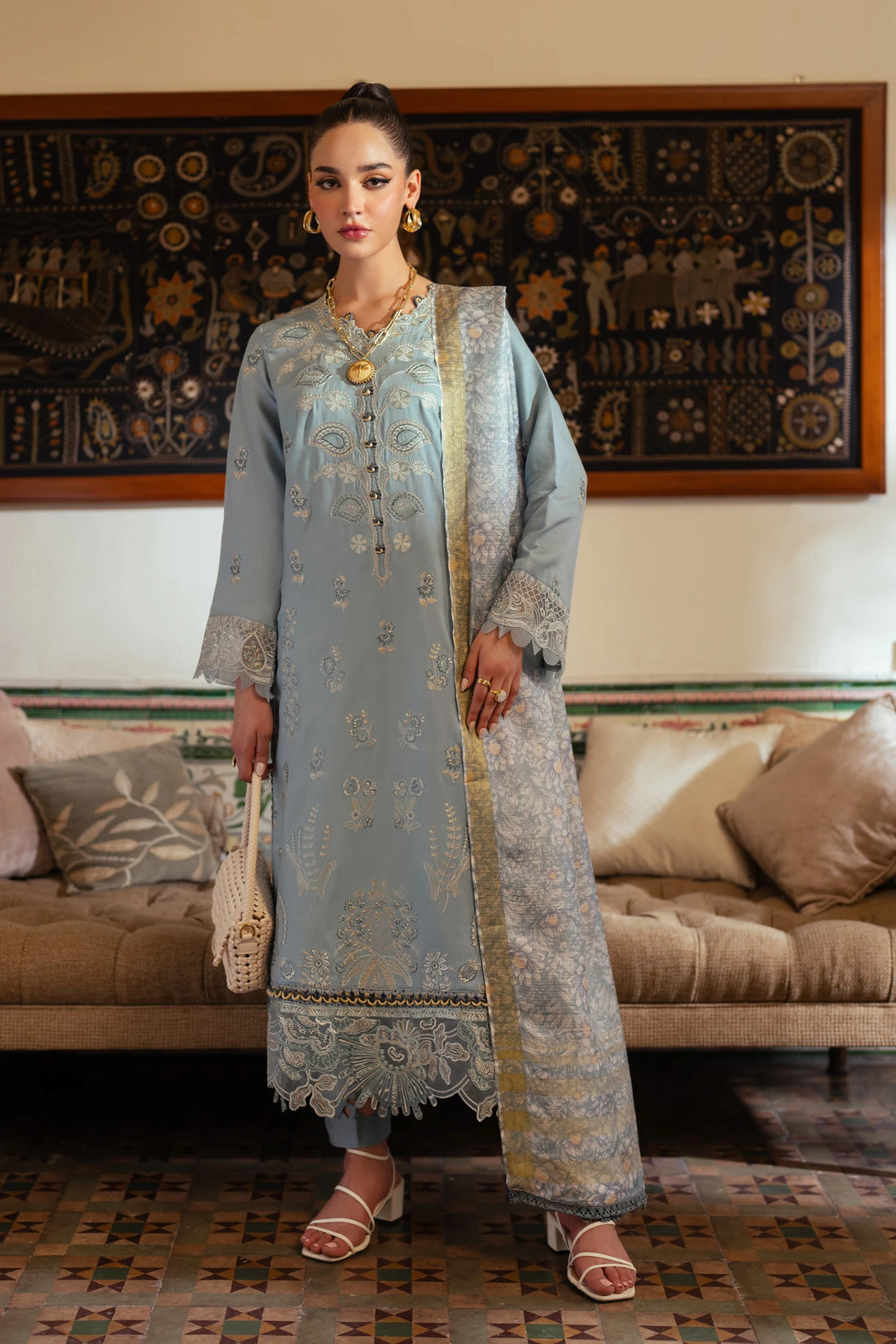 Aabyaan | Miraal Signature Embroidered Viscose | MALEEN (AV-04) by Aabyaan - Designer Dress - Type: Luxury - Available at Libayah - 100% Original