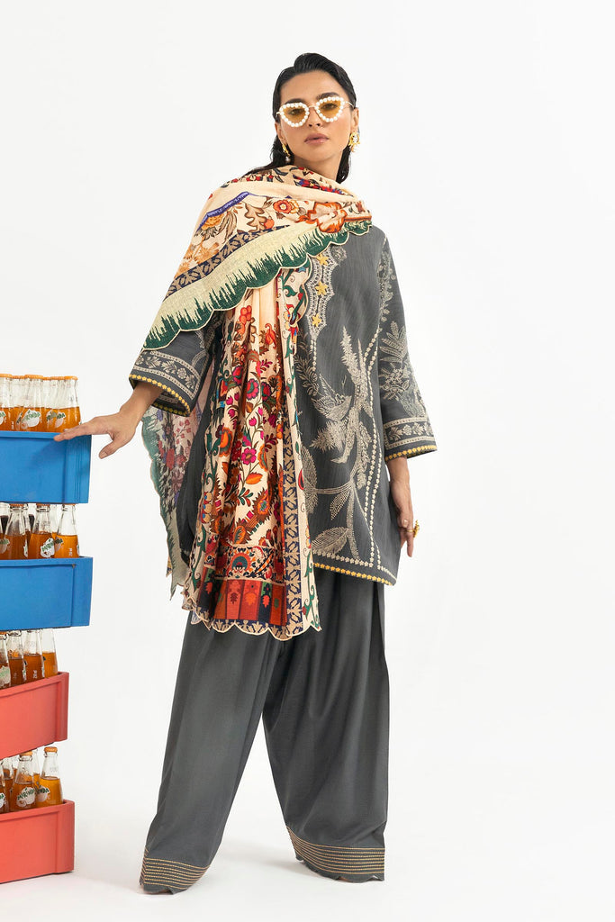 Sana Safinaz | Mahay Winter 25 | H255-005A-3CQ by Sana Safinaz - Designer Dress  - Type : Ladies Clothes - Available at Libayah - 100% Original 