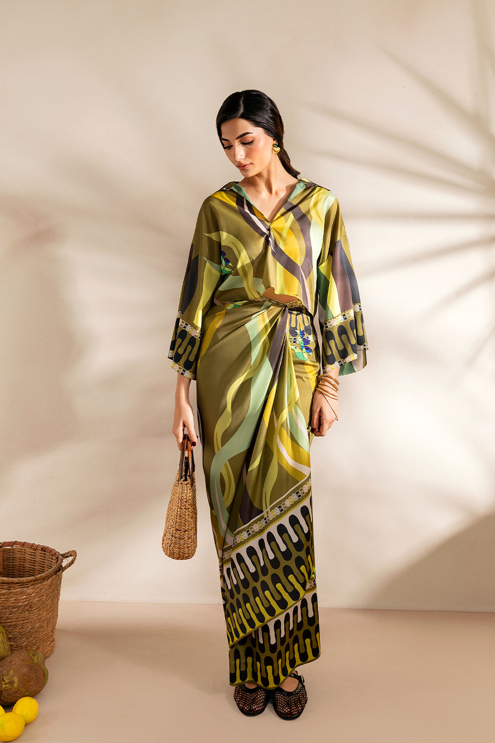 GOLDEN GUAVA - SRSP-25-07 – authentic Pakistani dress from the Saira Rizwan Silk Coords 25 collection for women in the UK.
