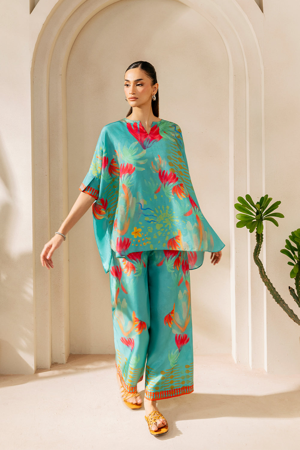 SUNSET SAMBA - SRSP-25-03 – authentic Pakistani dress from the Saira Rizwan Silk Coords 25 collection for women in the UK.