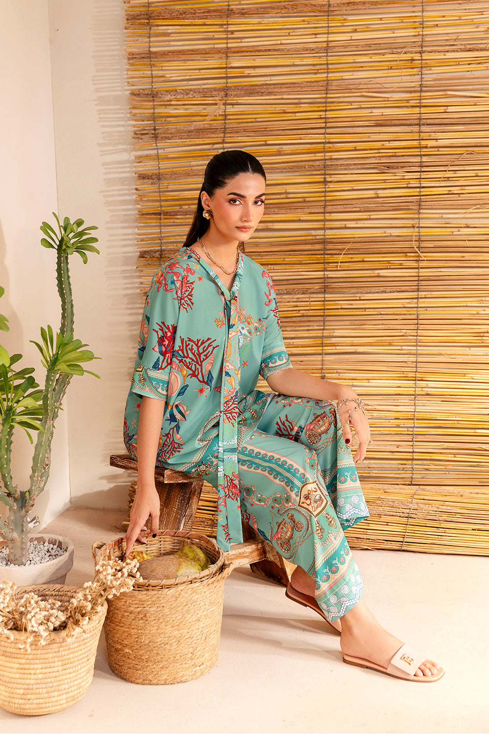 COASTAL CHARM - SRSP-25-01 – authentic Pakistani dress from the Saira Rizwan Silk Coords 25 collection for women in the UK.