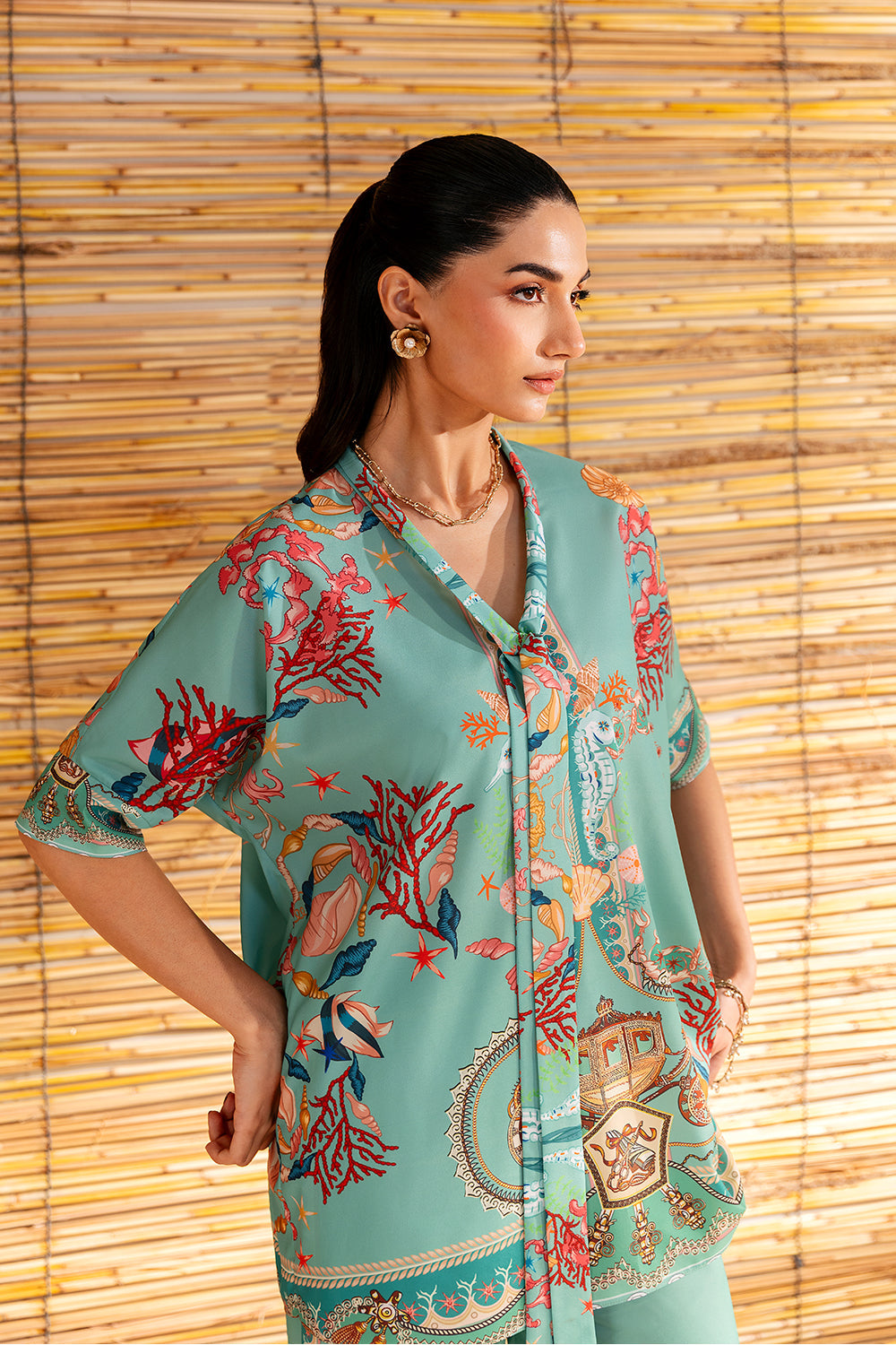 COASTAL CHARM - SRSP-25-01 – authentic Pakistani dress from the Saira Rizwan Silk Coords 25 collection for women in the UK.