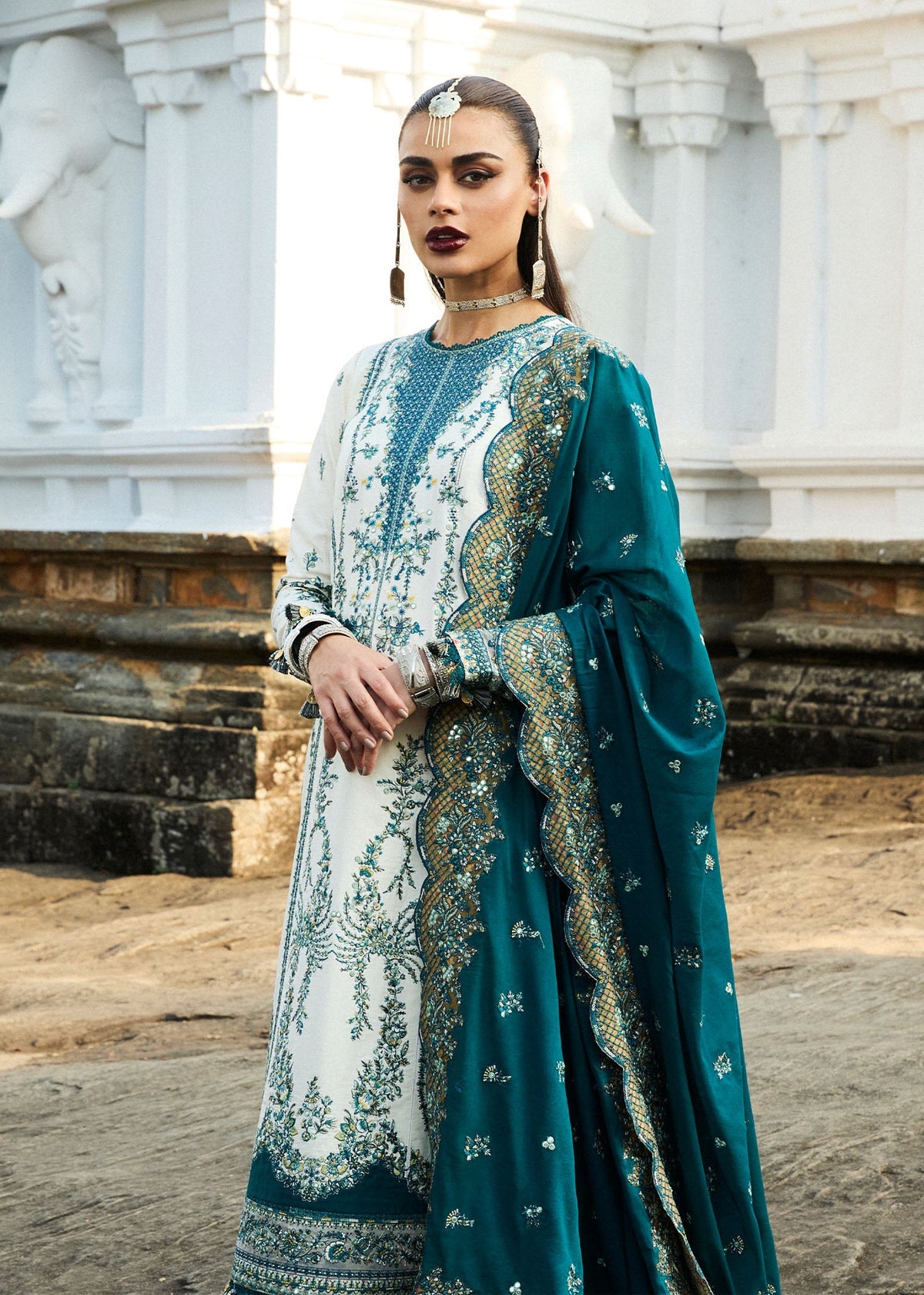 Hussain Rehar | Luxury Lawn 25 | Veil by Hussain Rehar - Designer Dress - Type: Ladies Clothes - Available at Libayah - 100% Original