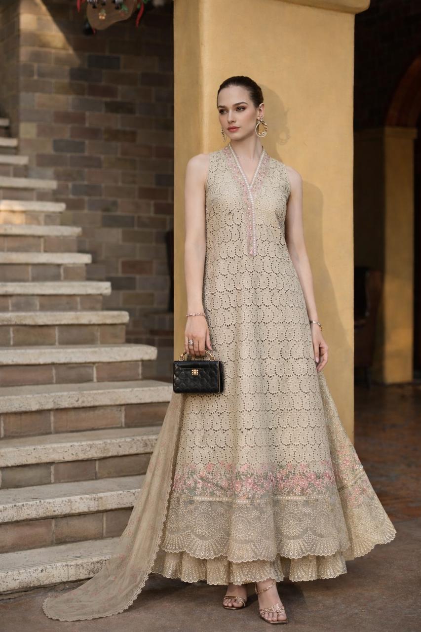 Saadia Asad | Luxury Eid Schiffli Laserkari 26 | D5 - A - Lunaria by Saadia Asad - Designer Dress  - Type : Ladies Clothes - Available at Libayah - 100% Original 