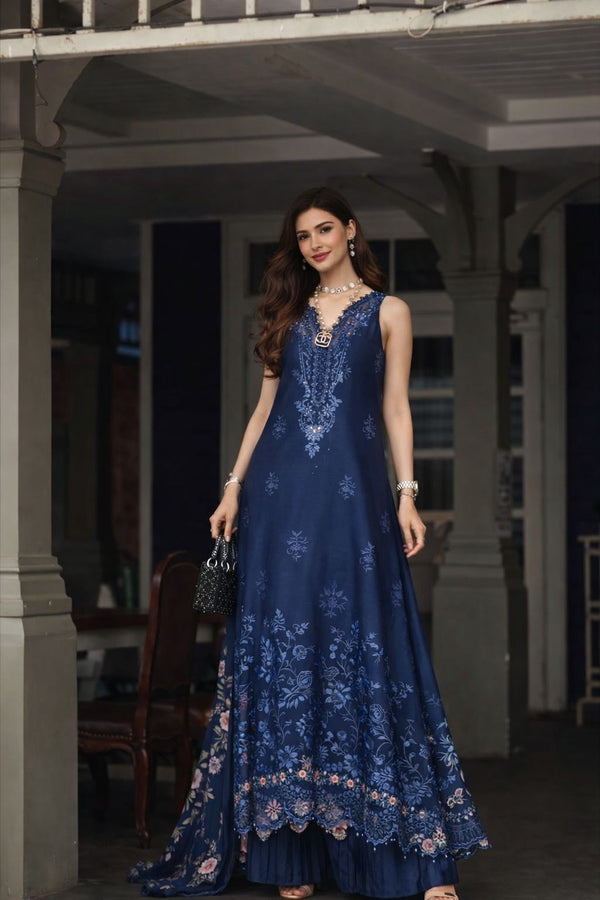 Noor by Saadia Asad | Eid Luxe Chikankari 26 | D11 - Sapphire Blue by Noor by Saadia Asad - Designer Dress  - Type : Ladies Clothes - Available at Libayah - 100% Original 