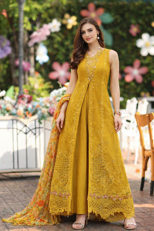 Noor by Saadia Asad | Eid Luxe Chikankari 26 | D10 - Amber Yellow by Noor by Saadia Asad - Designer Dress  - Type : Ladies Clothes - Available at Libayah - 100% Original 