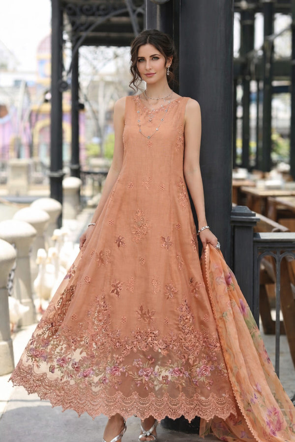 Noor by Saadia Asad | Eid Luxe Chikankari 26 | D6 - Apricot Allure by Noor by Saadia Asad - Designer Dress  - Type : Ladies Clothes - Available at Libayah - 100% Original 