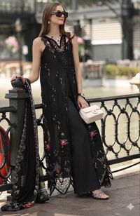 Noor by Saadia Asad | Eid Luxe Chikankari 26 | D5 -Cross stitch Black by Noor by Saadia Asad - Designer Dress  - Type : Ladies Clothes - Available at Libayah - 100% Original 