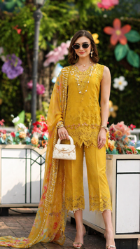 Noor by Saadia Asad | Eid Luxe Chikankari 26 | D10 - Amber Yellow by Noor by Saadia Asad - Designer Dress  - Type : Ladies Clothes - Available at Libayah - 100% Original 