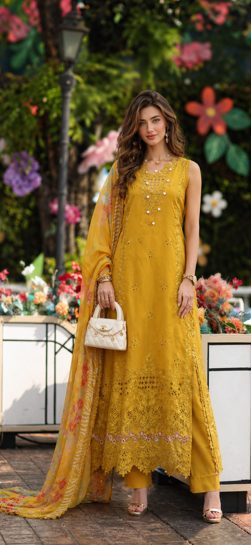 Noor by Saadia Asad | Eid Luxe Chikankari 26 | D10 - Amber Yellow by Noor by Saadia Asad - Designer Dress  - Type : Ladies Clothes - Available at Libayah - 100% Original 