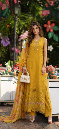 Noor by Saadia Asad | Eid Luxe Chikankari 26 | D10 - Amber Yellow by Noor by Saadia Asad - Designer Dress  - Type : Ladies Clothes - Available at Libayah - 100% Original 