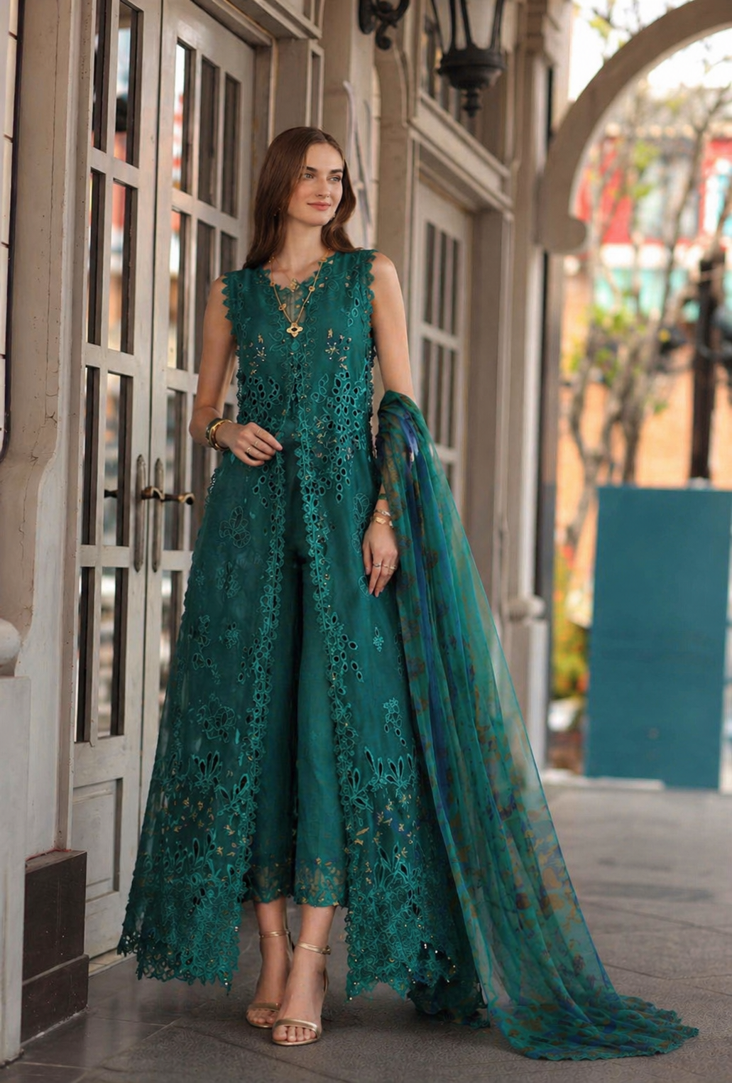 Noor by Saadia Asad | Eid Luxe Chikankari 26 | D1 - Malachite Green by Noor by Saadia Asad - Designer Dress  - Type : Ladies Clothes - Available at Libayah - 100% Original 