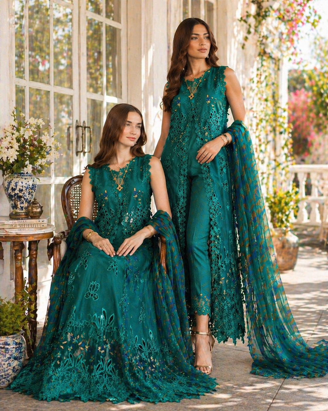 Noor by Saadia Asad | Eid Luxe Chikankari 26 | D1 - Malachite Green by Noor by Saadia Asad - Designer Dress  - Type : Ladies Clothes - Available at Libayah - 100% Original 