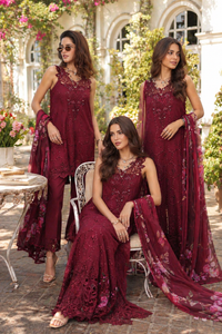 Noor by Saadia Asad | Eid Luxe Chikankari 26 | D3 -Bordeaux by Noor by Saadia Asad - Designer Dress  - Type : Ladies Clothes - Available at Libayah - 100% Original 