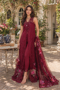 Noor by Saadia Asad | Eid Luxe Chikankari 26 | D3 -Bordeaux by Noor by Saadia Asad - Designer Dress  - Type : Ladies Clothes - Available at Libayah - 100% Original 