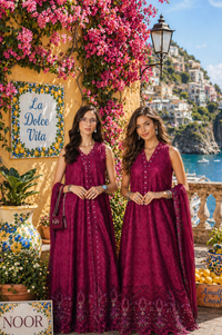 Noor by Saadia Asad | Luxury Eid Schiffli Laserkari 26 | D4 -Fuchia Elegance by Noor by Saadia Asad - Designer Dress  - Type : Ladies Clothes - Available at Libayah - 100% Original 