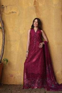 Noor by Saadia Asad | Luxury Eid Schiffli Laserkari 26 | D4 -Fuchia Elegance by Noor by Saadia Asad - Designer Dress  - Type : Ladies Clothes - Available at Libayah - 100% Original 
