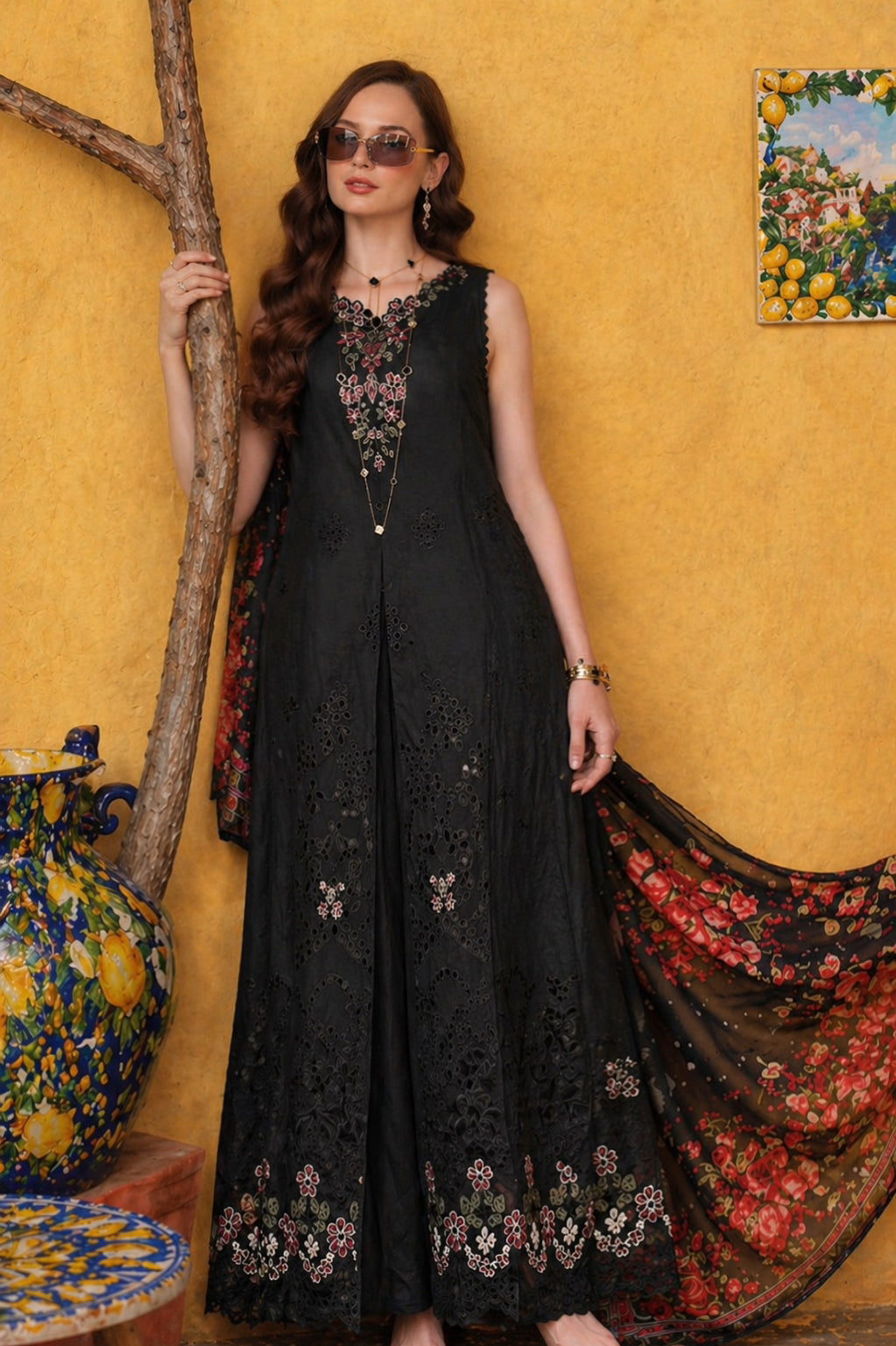 Noor by Saadia Asad | Luxury Eid Schiffli Laserkari 26 | D5 - Raven Black by Noor by Saadia Asad - Designer Dress  - Type : Ladies Clothes - Available at Libayah - 100% Original 