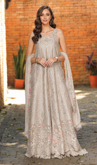 Noor by Saadia Asad | Luxury Eid Schiffli Laserkari 26 | D7 -Gris Tourtelle by Noor by Saadia Asad - Designer Dress  - Type : Ladies Clothes - Available at Libayah - 100% Original 