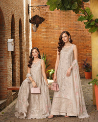 Noor by Saadia Asad | Luxury Eid Schiffli Laserkari 26 | D7 -Gris Tourtelle by Noor by Saadia Asad - Designer Dress  - Type : Ladies Clothes - Available at Libayah - 100% Original 
