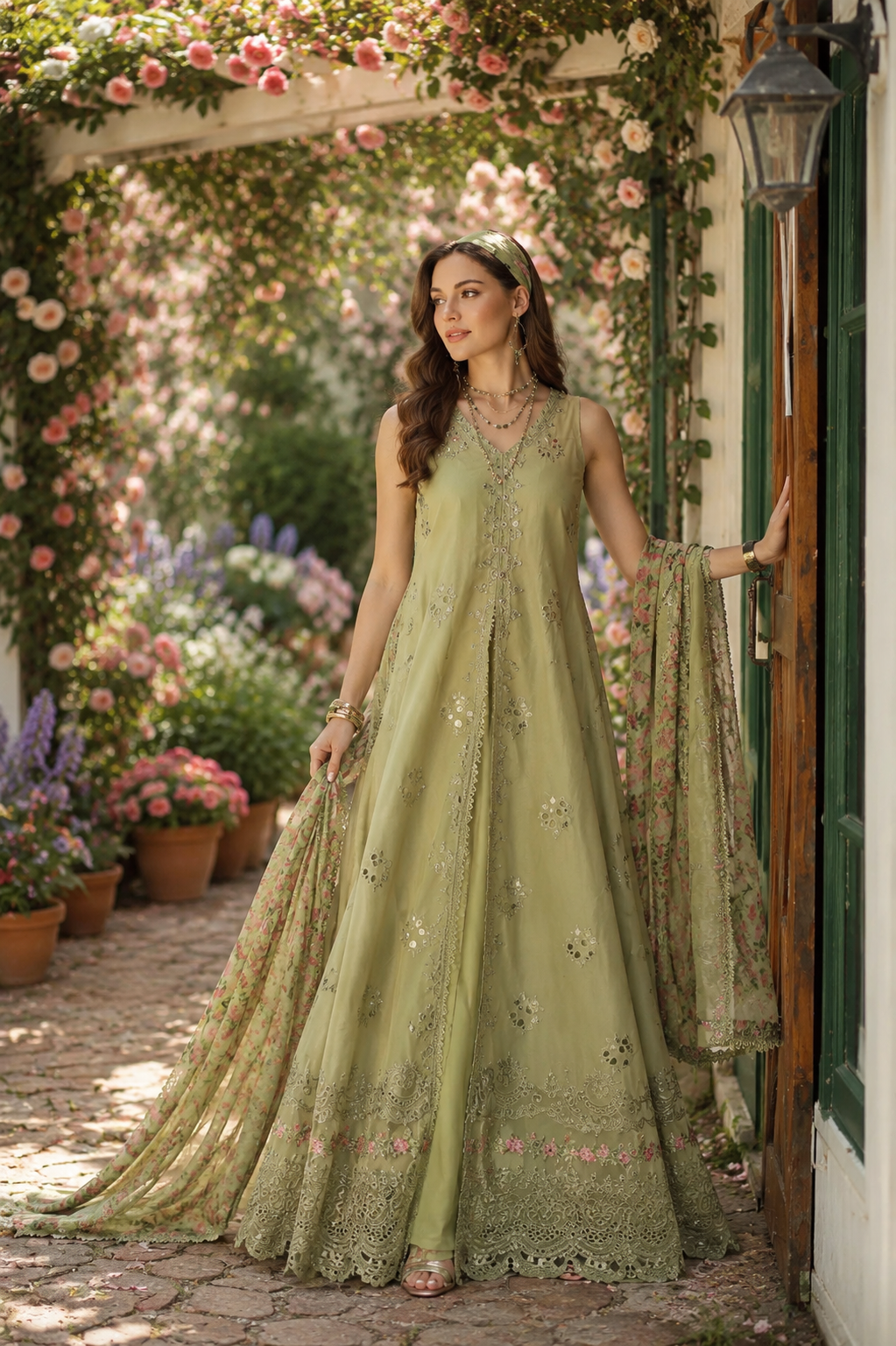 Noor by Saadia Asad | Noor Eid Printskhas 26 |D12  Mint Reverie - by Libayah - Registered Vendor of : Noor by Saadia Asad - 100% Original Designer Dress