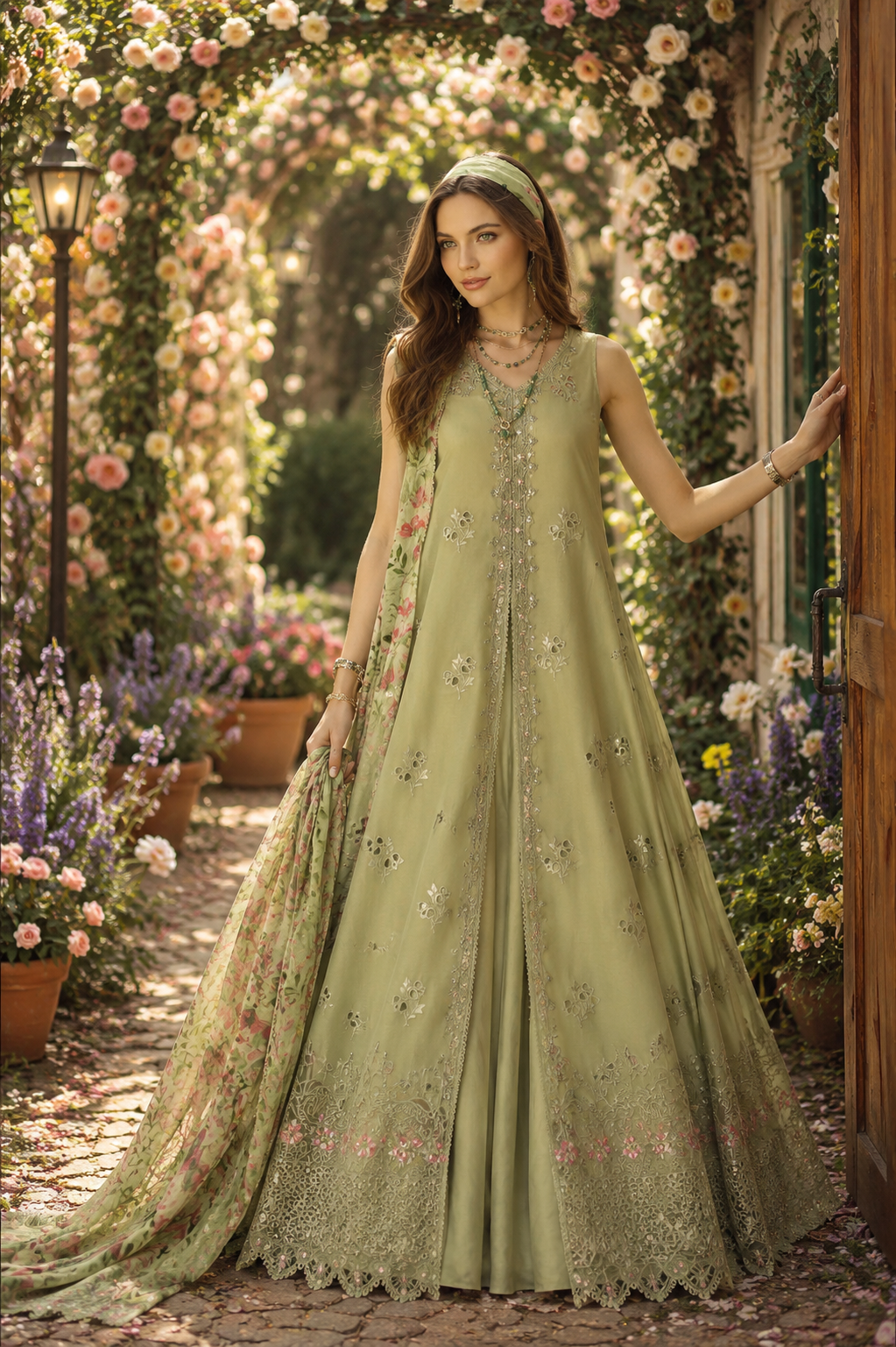 Noor by Saadia Asad | Noor Eid Printskhas 26 |D12  Mint Reverie - by Libayah - Registered Vendor of : Noor by Saadia Asad - 100% Original Designer Dress
