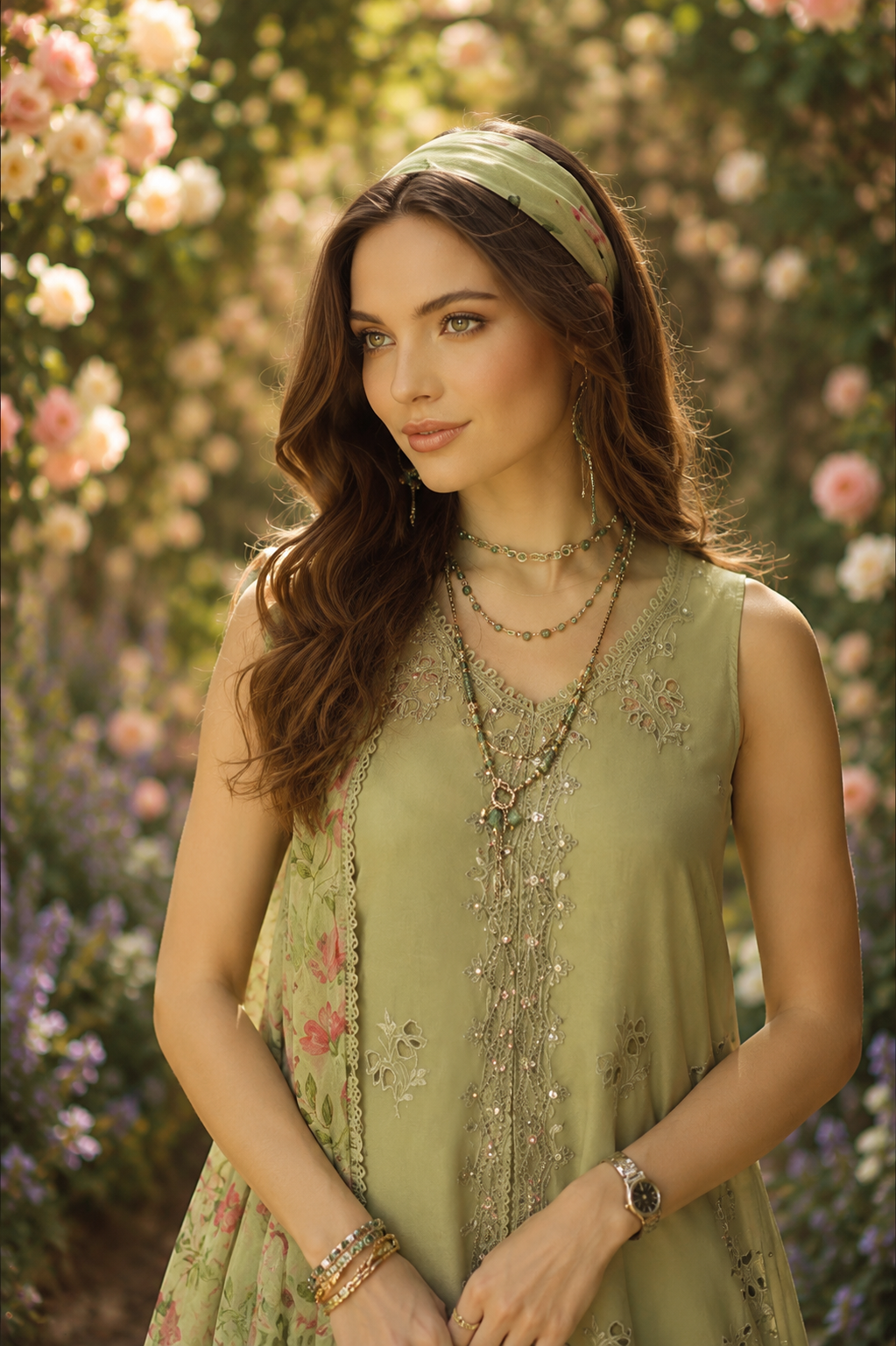 Noor by Saadia Asad | Noor Eid Printskhas 26 |D12  Mint Reverie - by Libayah - Registered Vendor of : Noor by Saadia Asad - 100% Original Designer Dress