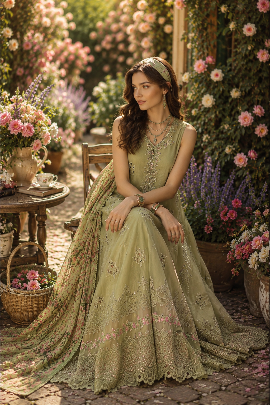 Noor by Saadia Asad | Noor Eid Printskhas 26 |D12  Mint Reverie - by Libayah - Registered Vendor of : Noor by Saadia Asad - 100% Original Designer Dress
