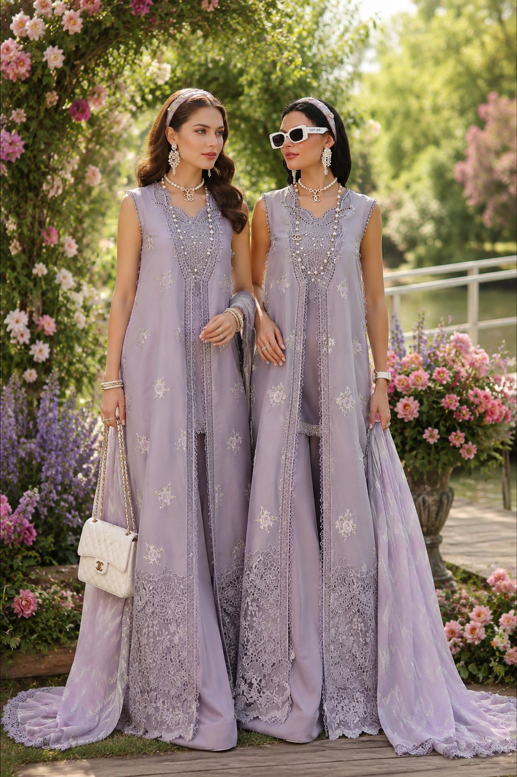 Noor by Saadia Asad | Noor Eid Printskhas 26 | D4  Lavender Lights - by Libayah - Registered Vendor of : Noor by Saadia Asad - 100% Original Designer Dress