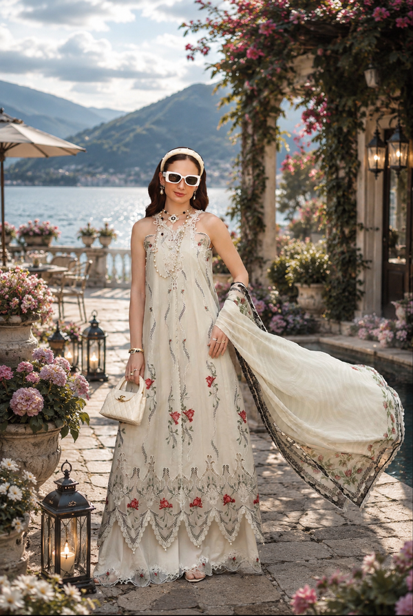 Noor by Saadia Asad | Noor Eid Printskhas 26 | D7  Ivory Heritage - by Libayah - Registered Vendor of : Noor by Saadia Asad - 100% Original Designer Dress