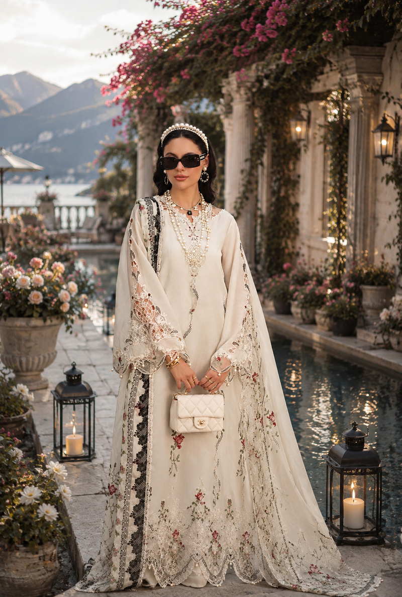 Noor by Saadia Asad | Noor Eid Printskhas 26 | D7  Ivory Heritage - by Libayah - Registered Vendor of : Noor by Saadia Asad - 100% Original Designer Dress