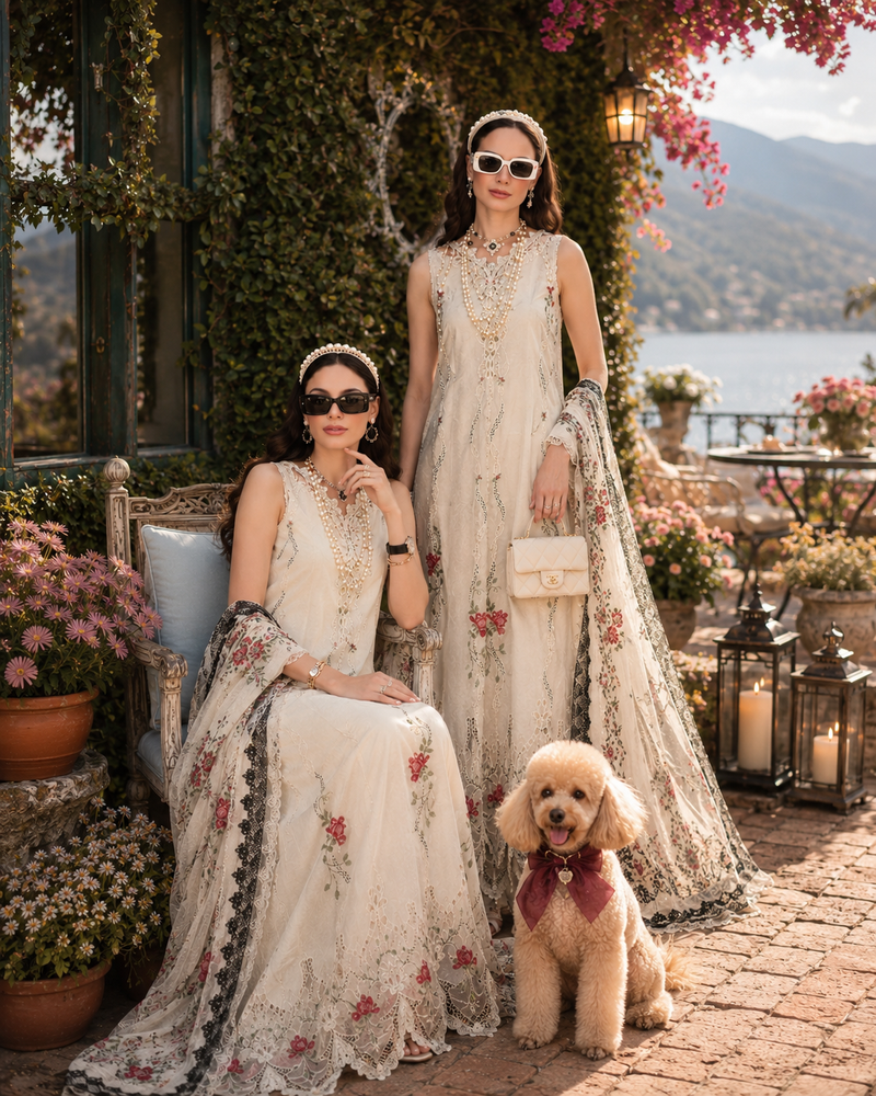 Noor by Saadia Asad | Noor Eid Printskhas 26 | D7  Ivory Heritage - by Libayah - Registered Vendor of : Noor by Saadia Asad - 100% Original Designer Dress