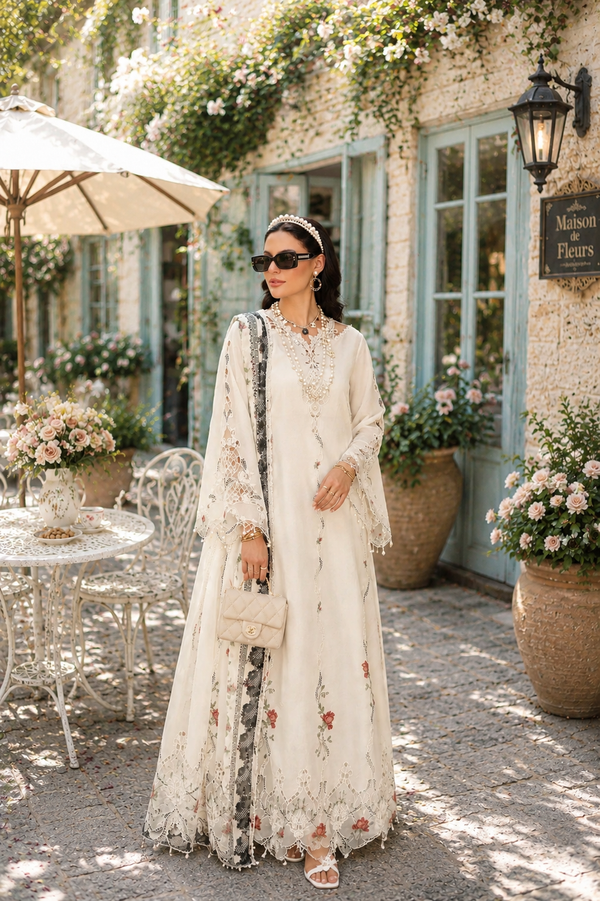 Noor by Saadia Asad | Noor Eid Printskhas 26 | D7  Ivory Heritage - by Libayah - Registered Vendor of : Noor by Saadia Asad - 100% Original Designer Dress