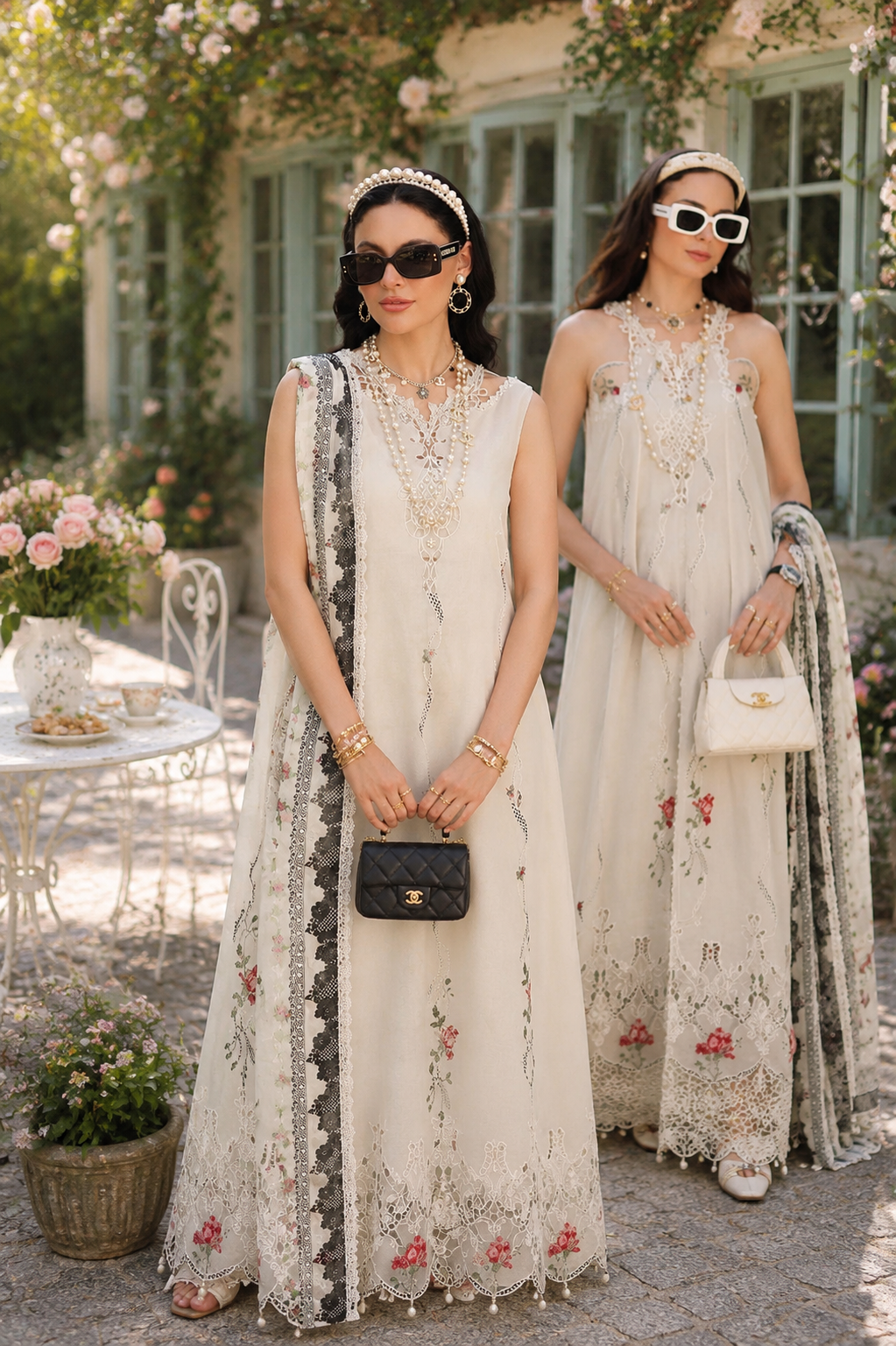 Noor by Saadia Asad | Noor Eid Printskhas 26 | D7  Ivory Heritage - by Libayah - Registered Vendor of : Noor by Saadia Asad - 100% Original Designer Dress