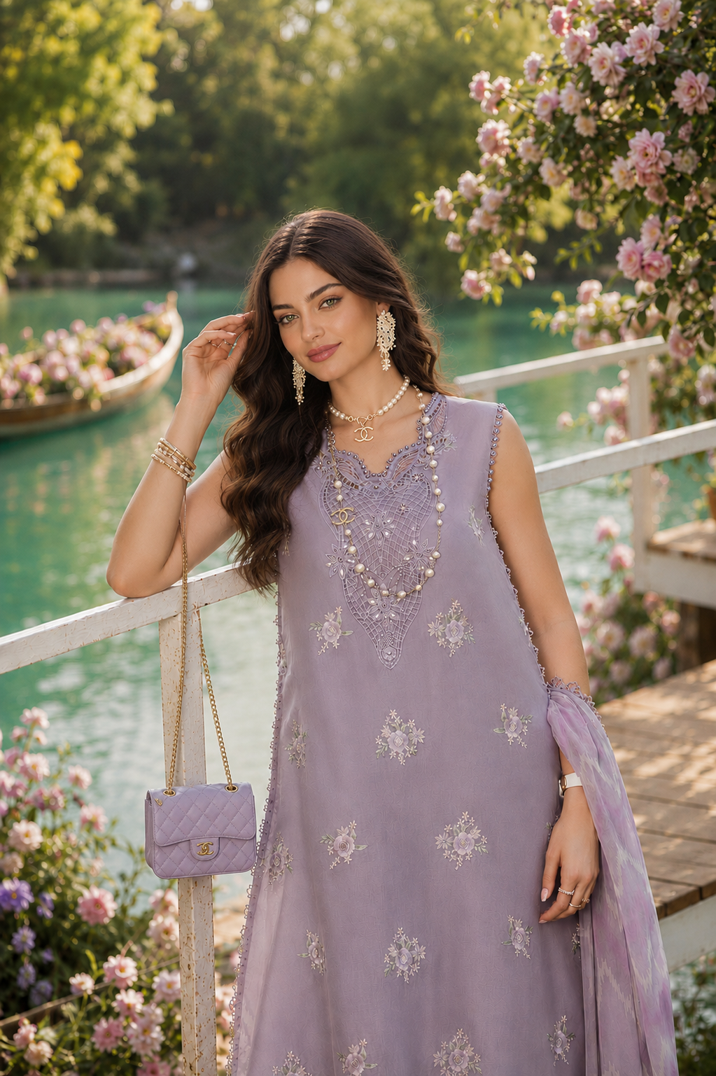 Noor by Saadia Asad | Noor Eid Printskhas 26 | D4  Lavender Lights - by Libayah - Registered Vendor of : Noor by Saadia Asad - 100% Original Designer Dress