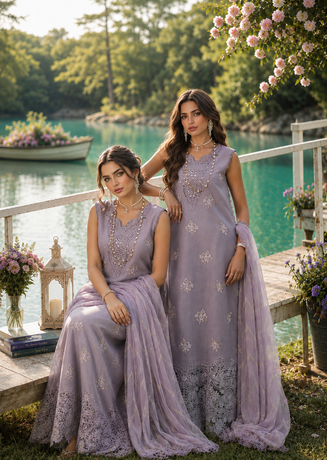 Noor by Saadia Asad | Noor Eid Printskhas 26 | D4  Lavender Lights - by Libayah - Registered Vendor of : Noor by Saadia Asad - 100% Original Designer Dress
